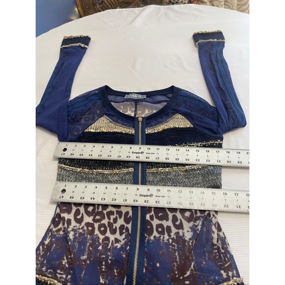 Lulu H Sheer Knit Full Zip Top Women's Size Large Tattoo Sleeve Stretch Y2K 90s - Picture 5 of 8